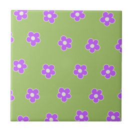 Green Lila Retro Y2K Blume Muster Fliese