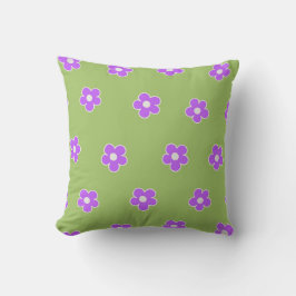 Green Lila Retro Y2K Blume Muster Kissen
