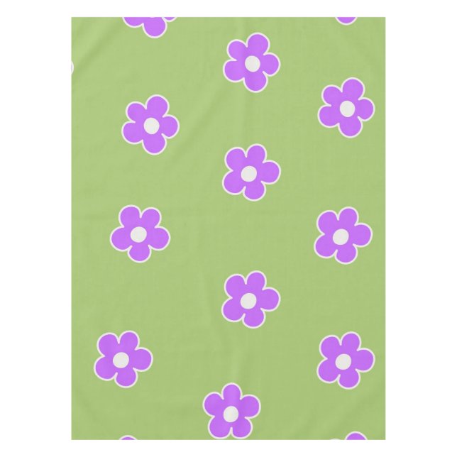 Green Lila Retro Y2K Blume Muster Tischdecke (Vorderseite)