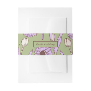 Green Lila Retro Y2K Funky Hippie Blume Muster Einladungsbanderole