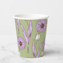 Green Lila Retro Y2K Funky Hippie Blume Muster Pappbecher