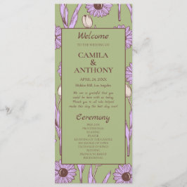 Green Lila Retro Y2K Funky Hippie Blume Muster Programm