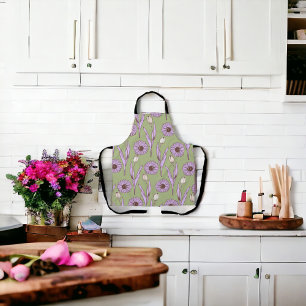 Green Lila Retro Y2K Funky Hippie Blume Muster Schürze
