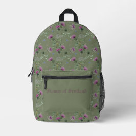 Green Lila Scottish Thistle Blume of Scotland Bedruckter Rucksack