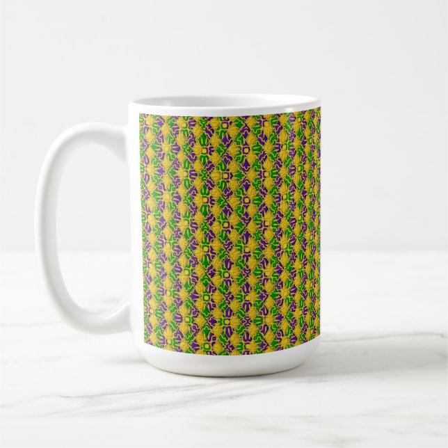 GREEN LILA YELLOW MARDI GRAS FLEUR DI LIS KAFFEETASSE (Links)