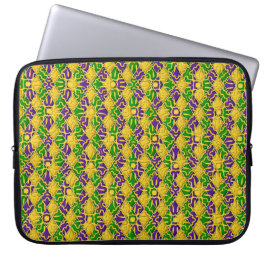 GREEN LILA YELLOW WHITE MARDI GRAS FLEUR DI LIS LAPTOPSCHUTZHÜLLE