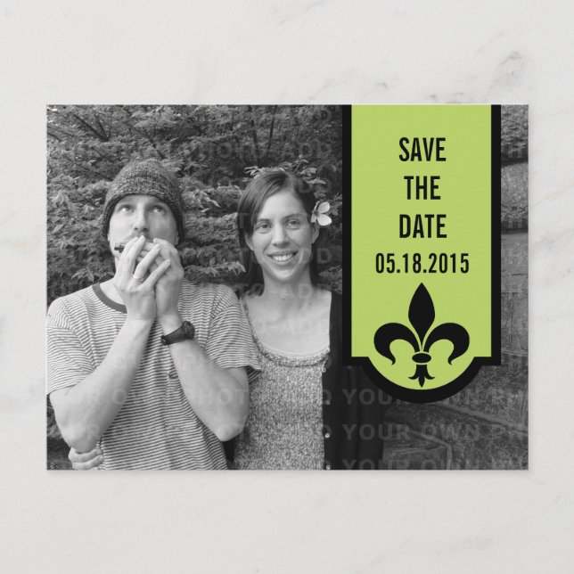 Green Lilie Banner Save the Date Postkarte (Vorderseite)