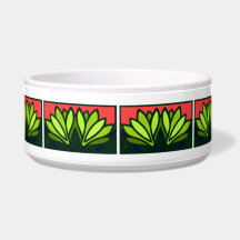 Green Lily Blume Muster Keramik Dog Bowl