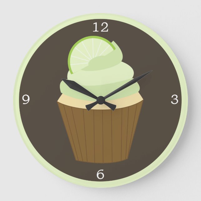 Green Lime Cupcake Große Wanduhr (Vorderseite)