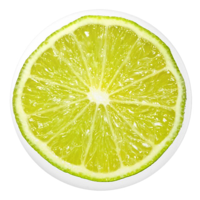 Green Limon Citrus Fruit Slice lustig 2D Grafik Keramikknauf (Vorderseite)