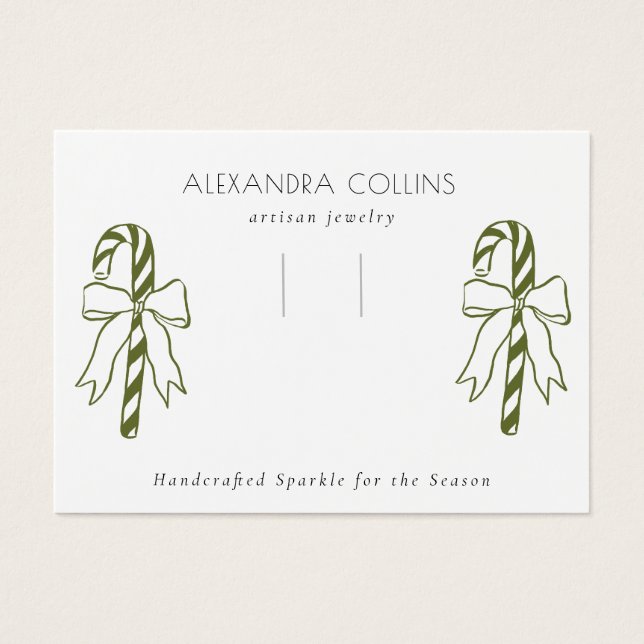 Green Line Art Candy Cane & Bow Hairclip Display  (Vorderseite)