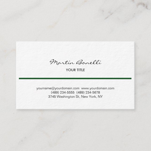 Green Line Schwarz-weiß Handwriting Business Card Visitenkarte (Vorderseite)