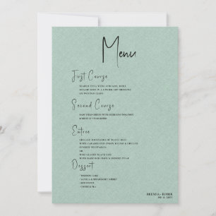 Green linen Simple Black Script Welcome Menu Einladung