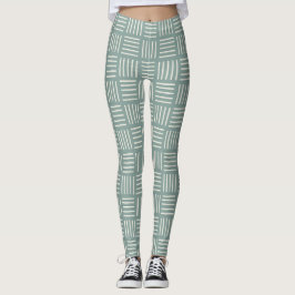 Green Lines Squared  Leggings