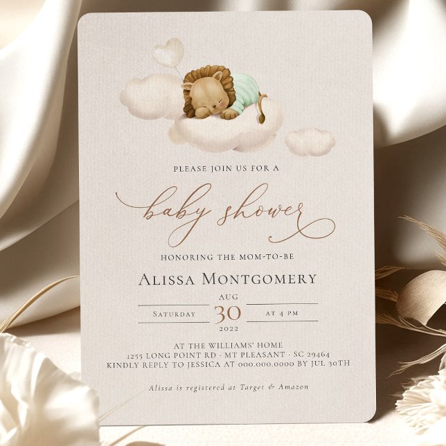 GREEN Lion Baby Shower Einladung (Von Creator hochgeladen)