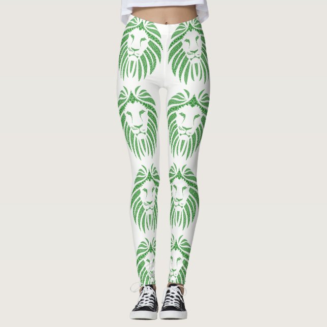 Green Lion Head auf allen farbigen Leggings (Vorderseite)