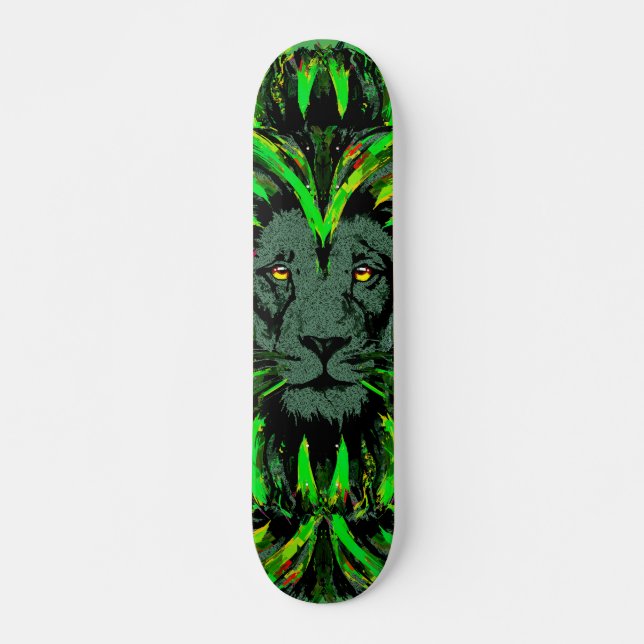 Green Lion Head - Lion Face Skateboard (Vorne)