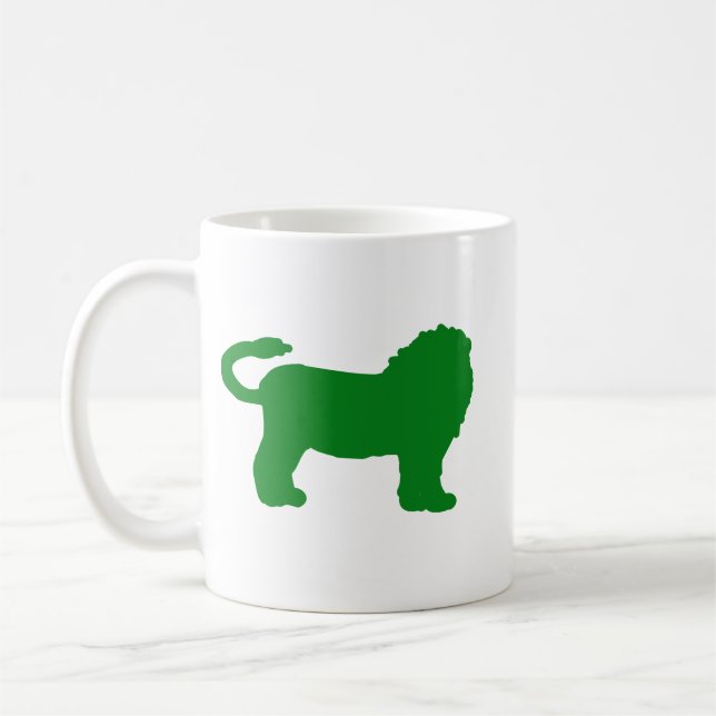 Green Lion Zodiac Silhouette Mug – Grounded Leo Kaffeetasse (Links)