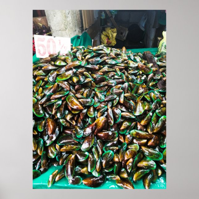 Green Lipped Mussels For Sale Poster (Vorne)