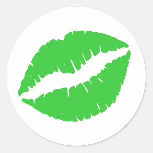Green Lipstick Print Runder Aufkleber