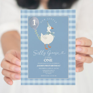 Green Little Albern Goose Balloon Junge 3. Geburts Einladung