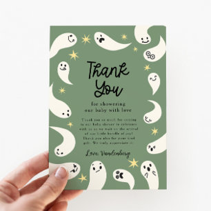 Green Little Boo Halloween Baby Dusche Dankeskarte