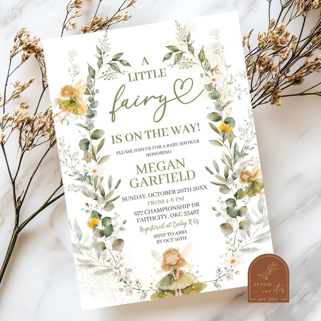 Green Little Fairy Baby Shower Einladung (Von Creator hochgeladen)