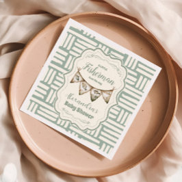 Green Little Fisherman Fishing Baby Shower Serviette