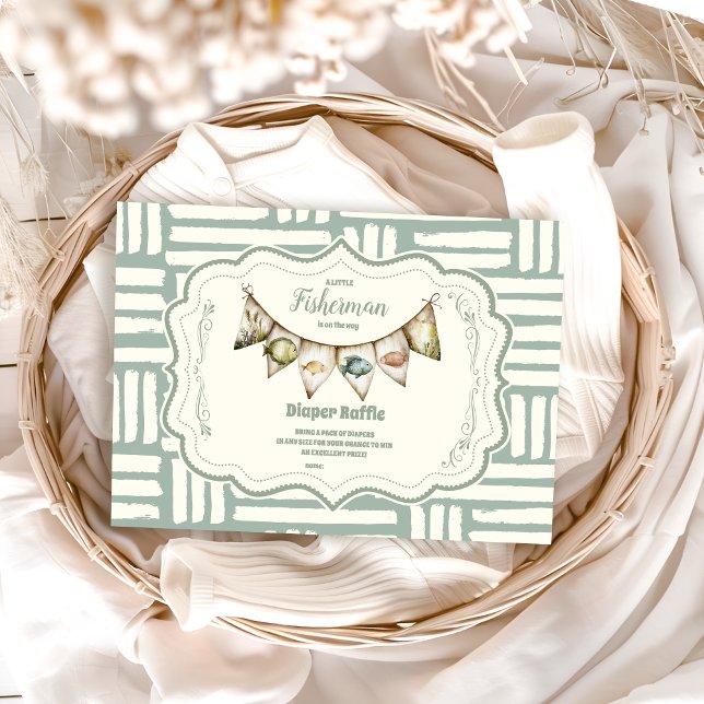 Green Little Fisherman Fishing Diapper Raffle Begleitkarte (Von Creator hochgeladen)
