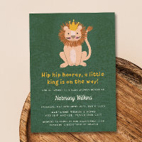 Green Little King Lion Boy Baby Shower Einladung
