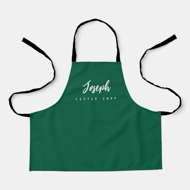 Green Little Koch Script Name personalisiert Kids Schürze (Vorderseite)