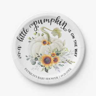 Green Little Pumpkin Fall Baby Shower Pappteller