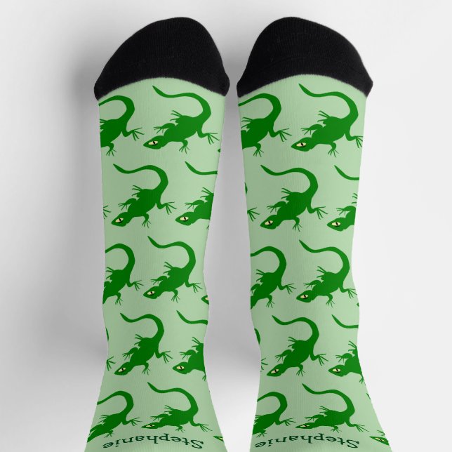 Green Lizard Design Personalised Socken (Oben)