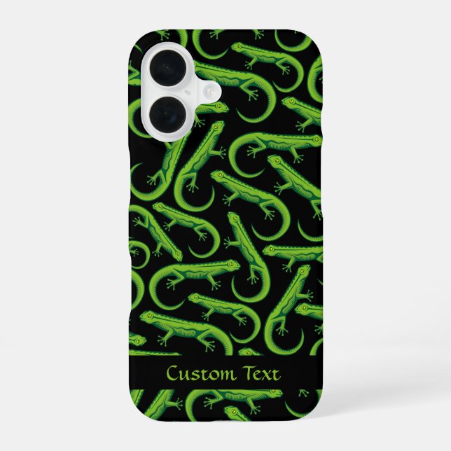 Green Lizard Pattern iPhone 16 Hülle (Rückseite)