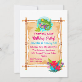 Green Lizard Tropical Luau Birthday Invite Einladung