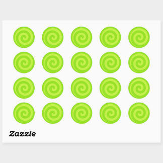 Green Lollipop Swirl Circle Stickers