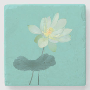 Green Lotus Blume Asiatisch Inspiriert Steinuntersetzer