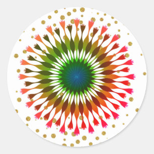 Green Lotus Blume Gold Confetti Wedding Runder Aufkleber
