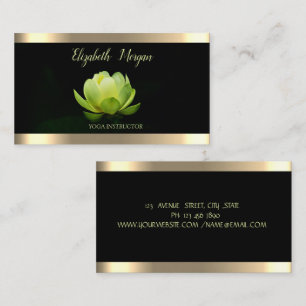 Green Lotus Blume Gold Streifen Yoga Visitenkarte