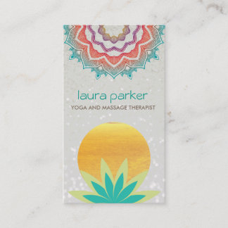 Green Lotus Blume Mandala Logo Yoga Heilung Visitenkarte