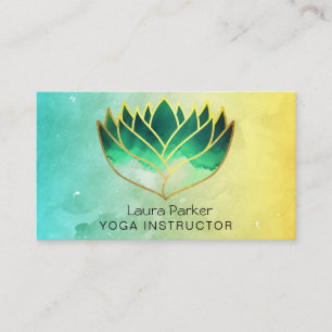Green Lotus Blume Yoga Lehrer Holistische Wellness Visitenkarte