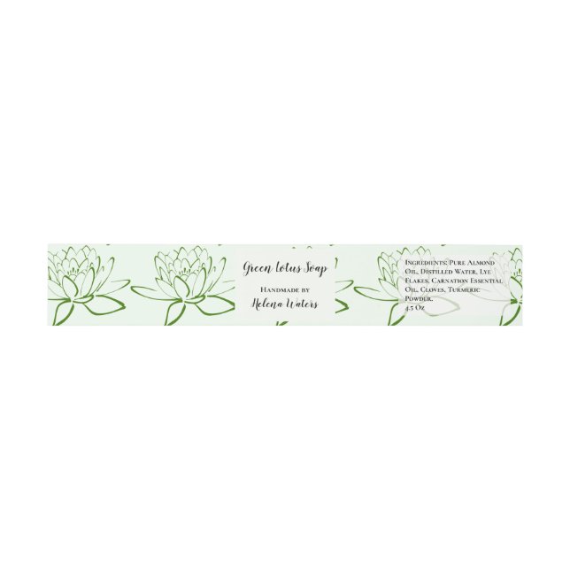 Green Lotus Floral Artisanal Soap Band Wrap (Flach)