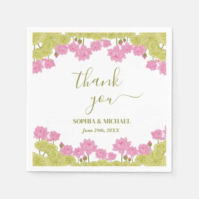 Green Lotus Lily Blume Hochzeit Indiens Serviette (Vorderseite)