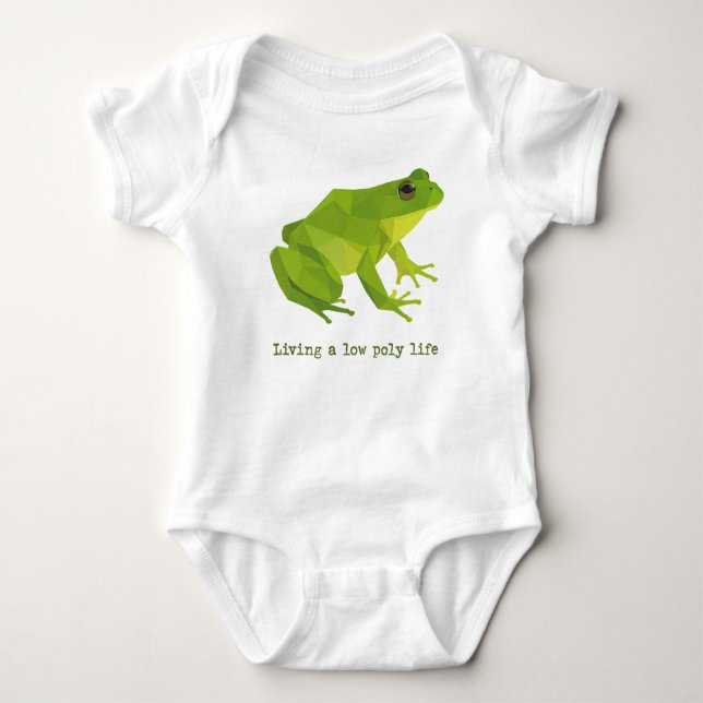 Green Low Poly Life Frog Baby Strampler (Vorderseite)