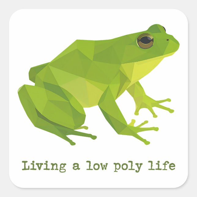 Green Low Poly Life Frog Quadratischer Aufkleber (Vorderseite)