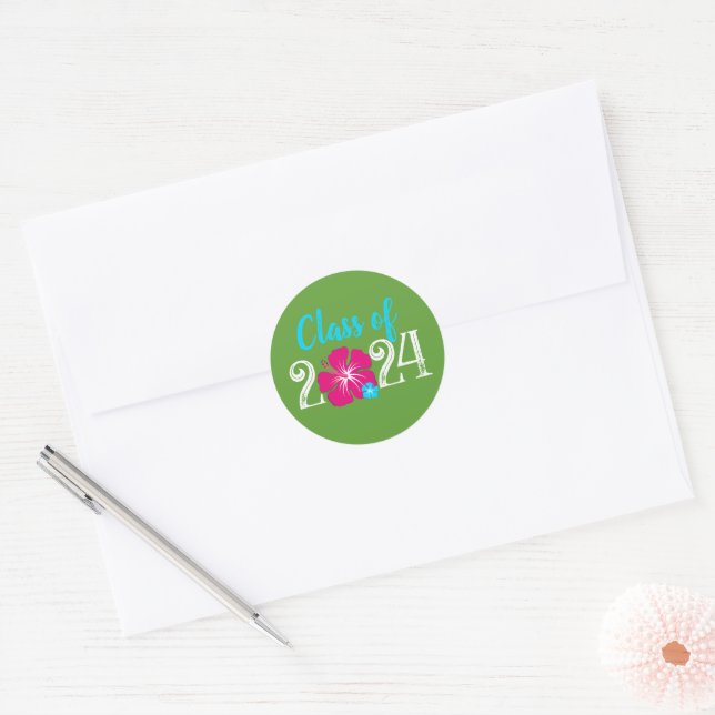 Green Luau Tropical Abschluss Round Stickers (Umschlag)