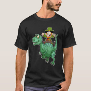 Green Luck Leprechaun Rides Unicorn Lucky Irish Ma T-Shirt