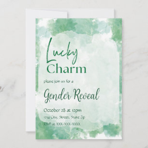 Green Lucky Charm Watercolor Gender Reveal Einladung