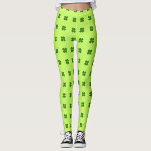 Green Lucky Clover Pattern St Patrick's Day Leggings