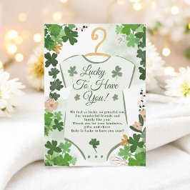 Green Lucky Clover St. Patrick's Day Baby Shower Dankeskarte